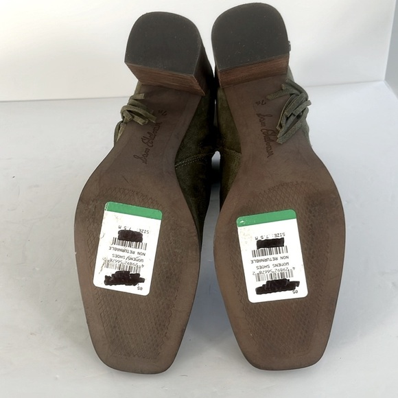 Sam Edelman Ona Olive Suede Leather Chunky Block Heel Fringe Boot Size 7.5 New - Picture 6 of 8
